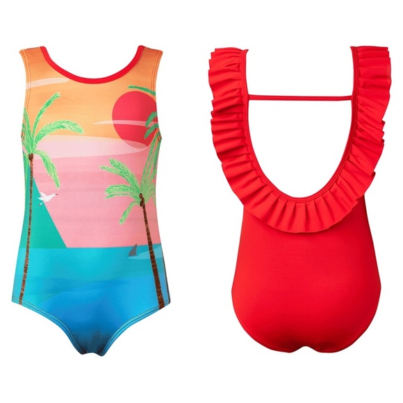 Pepita & me one piece swimsuit pool mardelos siete colores ruffle scoop toddler - Picture 1 of 6